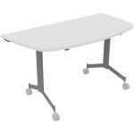 Table mobile rabattable eureka demi - lune - l. 140 x p. 70 cm - plateau blanc - pieds aluminium