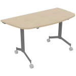 Table mobile rabattable eureka demi - lune - l. 140 x p. 70 cm - plateau ch�ne - pieds aluminium