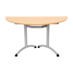 Table modulaire elite 1 / 2 rond l. 140 x p. 70 cm - plateau hêtre - pieds aluminium Table modulaire elite 1 / 2 rond l. 140 x p. 70 cm - plateau hêtre - pieds aluminium