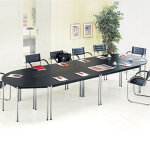 Table modulaire modula 1 / 2 rond - l. 140 x p. 70 cm - plateau frêne noir - pieds noir Table modulaire modula 1 / 2 rond - l. 140 x p. 70 cm - plateau frêne noir - pieds noir