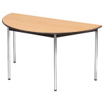 Table modulaire modula 1 / 2 rond - l. 140 x p. 70 cm - plateau htre - pieds chrome