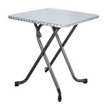 Table pliante lorraine inox - l. 70 x p. 70 cm, plateau , pitements noir