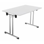 Table pliante polyvalente rectangle l. 120 x p. 70 cm - plateau blanc - pieds chrome