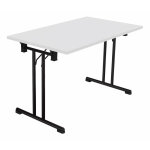Table pliante polyvalente rectangle l. 120 x p. 70 cm - plateau blanc - pieds noir