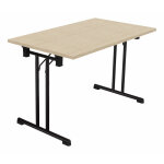 Table pliante polyvalente rectangle l. 120 x p. 70 cm - plateau ch�ne de fil - pieds noir