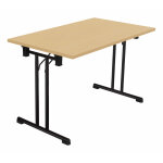 Table pliante polyvalente rectangle l. 120 x p. 70 cm - plateau h�tre - pieds noir