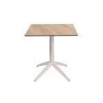 Table pliante quatro à plateau basculant carrée 70 x 70 cm, en polypropylène usage extérieur - chêne Table pliante quatro à plateau basculant carrée 70 x 70 cm, en polypropylène usage extérieur - chêne