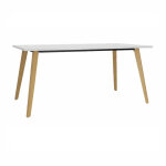Table rectangulaire halden - l. 140 x p. 80 cm - plateau blanc - pieds bois ch�ne