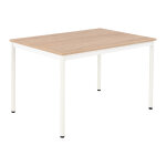 Table de restauration budget 120 x 80 cm - plateau stratifi� ch�ne - pieds m�tal blanc