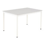 Table de restauration budget 120 x 80 cm - plateau stratifi� gris - pieds m�tal blanc