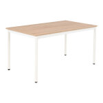 Table de restauration budget 140 x 80 cm - plateau stratifi� ch�ne - pieds m�tal blanc