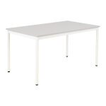 Table de restauration budget 140 x 80 cm - plateau stratifi� gris - pieds m�tal blanc