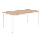 Table de restauration budget 160 x 80 cm - plateau stratifi� ch�ne - pieds m�tal blanc