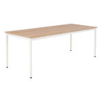 Table de restauration budget 200 x 80 cm - plateau stratifi� ch�ne - pieds m�tal blanc