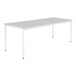 Table de restauration budget 200 x 80 cm - plateau stratifi� gris - pieds m�tal blanc