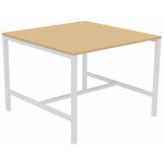 Table de r�union burocolor - l. 140 x p. 143 cm - plateau h�tre - pieds blanc
