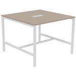 Table de réunion burocolor avec trappe d'accès - l. 140 x p. 143 cm - plateau argile - pieds blanc Table de réunion burocolor avec trappe d'accès - l. 140 x p. 143 cm - plateau argile - pieds blanc