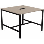 Table de réunion burocolor avec trappe d'accès - l. 140 x p. 143 cm - plateau argile - pieds noir Table de réunion burocolor avec trappe d'accès - l. 140 x p. 143 cm - plateau argile - pieds noir