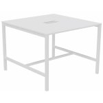 Table de réunion burocolor avec trappe d'accès - l. 140 x p. 143 cm - plateau blanc - pieds blanc Table de réunion burocolor avec trappe d'accès - l. 140 x p. 143 cm - plateau blanc - pieds blanc
