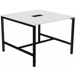 Table de réunion burocolor avec trappe d'accès - l. 140 x p. 143 cm - plateau blanc - pieds noir Table de réunion burocolor avec trappe d'accès - l. 140 x p. 143 cm - plateau blanc - pieds noir
