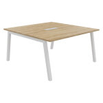 Table de r�union burocolor a avec trappe d'acc�s - l. 140 x p. 143 cm - plateau ch�ne nebraska - pieds ...