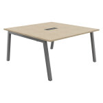 Table de réunion burocolor a avec trappe d'accès - l. 140 x p. 143 cm - plateau chêne - pieds aluminium ... Table de réunion burocolor a avec trappe d'accès - l. 140 x p. 143 cm - plateau chêne - pieds aluminium ...