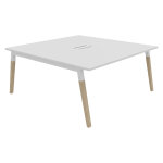 Table de réunion burocolor a avec trappe d'accès - l. 160 x p. 163 cm - plateau blanc - pieds bois / ... Table de réunion burocolor a avec trappe d'accès - l. 160 x p. 163 cm - plateau blanc - pieds bois / ...