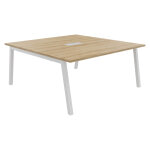 Table de r�union burocolor a avec trappe d'acc�s - l. 160 x p. 163 cm - plateau ch�ne nebraska - pieds ...