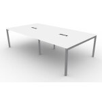 Table de r�union burocolor avec trappe d'acc�s - l. 280 x p. 143 cm - plateau blanc - pieds aluminium ...