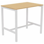 Table de r�union coworking burocolor - l. 120 x p. 80 cm - plateau h�tre - pieds blanc
