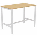 Table de r�union coworking burocolor - l. 140 x p. 80 cm - plateau h�tre - pieds blanc