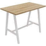 Table de r�union coworking coh�sion h. 107 x l. 140 x p. 80 cm - plateau ch�ne nebraska - pieds blanc ...