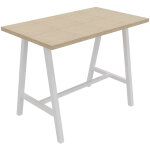 Table de r�union coworking coh�sion h. 107 x l. 140 x p. 80 cm - plateau ch�ne - pieds blanc