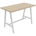Table de r�union coworking coh�sion h. 107 x l. 160 x p. 80 cm - plateau ch�ne - pieds m�tal blanc