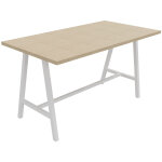 Table de r�union coworking coh�sion h. 107 x l. 200 x p. 100 cm - plateau ch�ne - pieds m�tal blanc