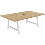 Table de r�union coworking coh�sion h. 74 x l. 200 x p. 120 cm avec �lectrification - plateau ch�ne nebraska ...