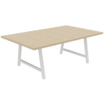 Table de r�union coworking coh�sion h. 74 x l. 200 x p. 120 cm - plateau ch�ne - pieds blanc