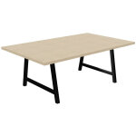 Table de r�union coworking coh�sion h. 74 x l. 200 x p. 120 cm - plateau ch�ne - pieds noir