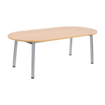 Table de r�union direction congr�s l. 210 x p. 102 cm - plateau ellipse ch�ne - pieds aluminium