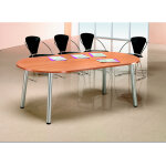 Table de runion direction congrs l. 210 x p. 102 cm - plateau ellipse htre - pieds aluminium