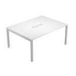 Table de réunion eminence - l. 160 x p. 120 cm - trappe d accès centrale - plateau blanc - pieds aluminium ... Table de réunion eminence - l. 160 x p. 120 cm - trappe d accès centrale - plateau blanc - pieds aluminium ...