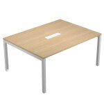 Table de r�union eminence 2 - l. 160 x p. 120 cm - trappe d acc�s centrale - plateau ch�ne - pieds aluminium ...