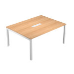 Table de r�union eminence 2 - l. 160 x p. 120 cm - trappe d acc�s centrale - plateau h�tre - pieds blanc ...