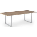 Table de r�union flore - l. 220 x p. 100 cm - plateau noyer - pieds cadres