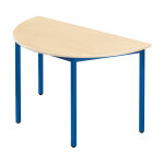 Table de réunion modulable 1 / 2 rond - l. 120 x p. 60 cm - plateau erable - pieds bleu Table de réunion modulable 1 / 2 rond - l. 120 x p. 60 cm - plateau erable - pieds bleu