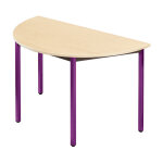 Table de r�union modulable 1 / 2 rond - l. 120 x p. 60 cm - plateau erable - pieds prune