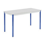 Table de r�union modulable rectangle - l. 120 x p. 60 cm - plateau gris - pieds bleu