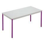 Table de r�union modulable rectangle - l. 120 x p. 60 cm - plateau gris - pieds prune