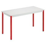 Table de r�union modulable rectangle - l. 120 x p. 60 cm - plateau gris - pieds rouge