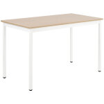 Table de runion modulable rectangle - l. 140 x p. 70 cm - plateau chne - pieds blanc